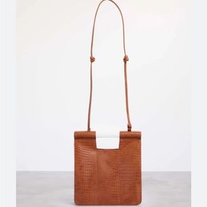Beis Travel Crossbody in Cognac Croc